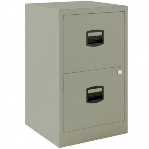 BISLEY ARCHIVADOR METALICO 2 CAJONES ARCHIVO CARPETAS COLGANTES A4 FONDO 40CM GRIS