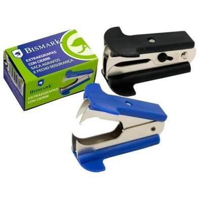 BISMARK EXTRAEGRAPAS METÁLICO TIPO PINZA CON CIERRE SEGURIDAD COLORES SURTIDOS AZUL - NEGRO INDIVIDUAL