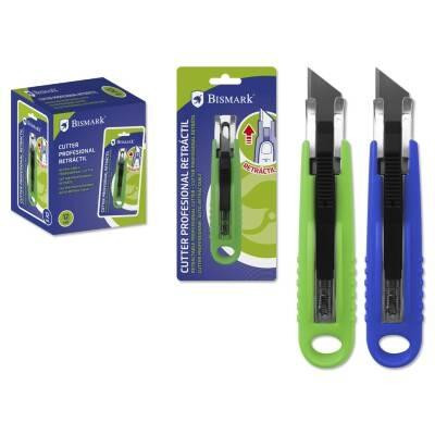 BISMARK CUTTER PROFESIONAL RETRACTIL CON CUCHILLA FRACTURABLE DE 18 MM BLISTER