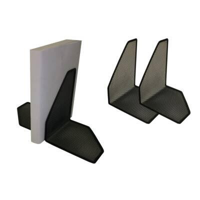 BISMARK JUEGO DE DOS SUJETALIBROS METÁLICO REJILLA 14X16,5 CM NEGRO