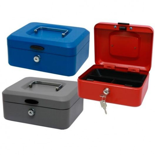 BISMARK CAJA DE CAUDALES DE METAL MEDIANA 20X9,5X15CM CON BANDEJA Y CIERRE COLORES SURTIDOS