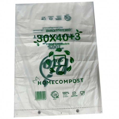 BOLSA BLOC 30X40 COMPOSTABLE 12 MICRAS -PAQUETE 200U-