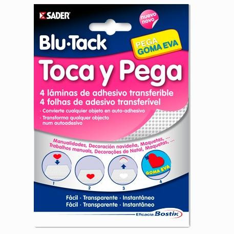 BOSTIK BLU TACK TOCA Y PEGA 4 LÁMINAS DE ADHESIVO TRANSFERIBLE
