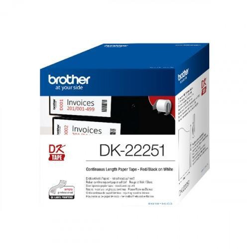 BROTHER CINTA CONTINUA DE PAPEL TÉRMICO CON IMPRESIÓN A NEGRO Y ROJO (BLANCA). 62 MM X 15,24M