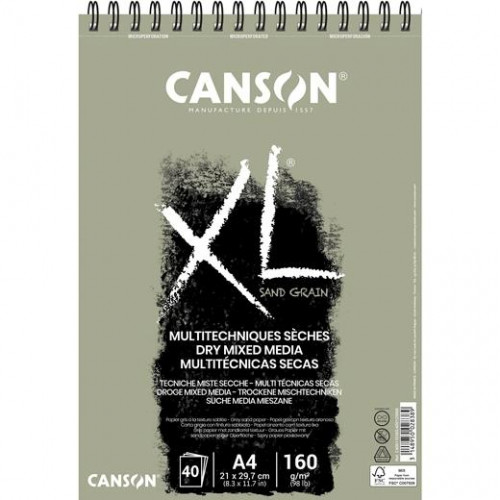 CANSON ÁLBUM ESPIRAL A4 TOUCH ARENOSO XL 40H 160GR GRIS -5U-