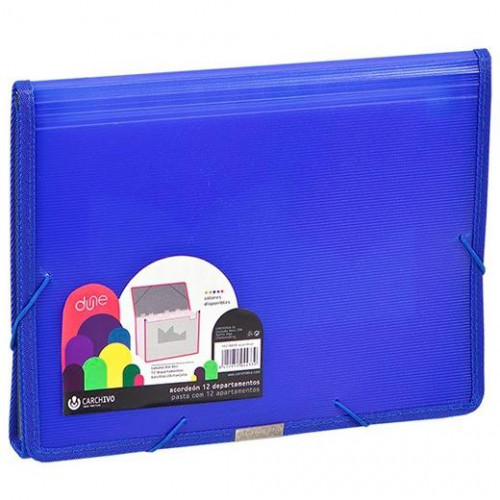 CARCHIVO CLASIFICADOR ACORDEÓN DUNE 13 DPTOS FOLIO C/GOMA PP RÍGIDO ACANALADO AZUL