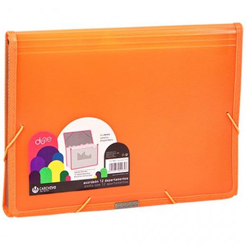 CARCHIVO CLASIFICADOR ACORDEÓN DUNE 13 DPTOS FOLIO C/GOMA PP RÍGIDO ACANALADO NARANJA