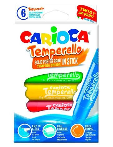 CARIOCA TÉMPERA SÓLIDA TEMPERELLO COLORES - CAJA DE 6