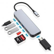 CONCEPTRONIC ADAPTADOR HUB 6 EN 1 USB-C A HDMI/USB-C/USB 3.0/SD/MICRO SD GRIS