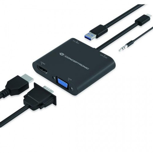 CONCEPTRONIC ADAPTADOR USB-C 4EN1 HDMI-VGA-USB-C USB 3.0 JACK AUDIO