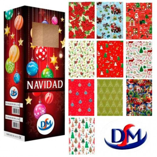 DM PAPEL DE REGALO ROLLO 70CM X 5M MOD. NAVIDAD 10 DISEÑOS SURTIDOS