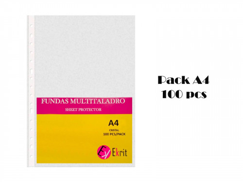 EKRIT FUNDA MULTITALADRO 16 PP CRISTAL A4 80 MICRAS -100U-