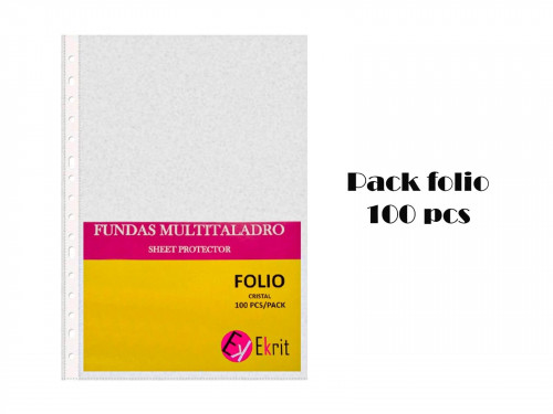 EKRIT FUNDA MULTITALADRO 16 PP CRISTAL FOLIO 80 MICRAS 9+1  DE REGALO -10U-