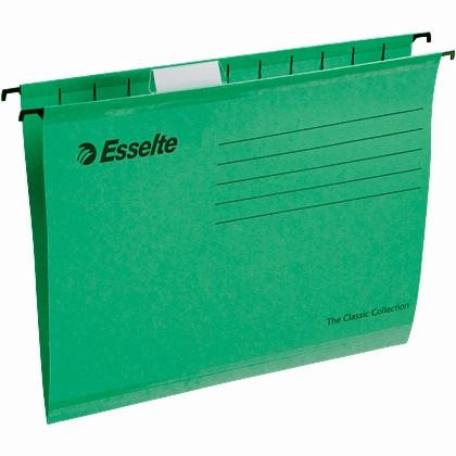 ESSELTE CARPETA COLGANTE CLASSIC 210GR LOMO V ACCESO SUPERIOR A4 VERDE