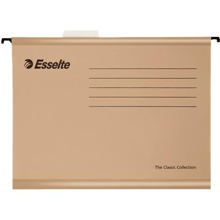 ESSELTE CARPETA COLGANTE CLASSIC 230GR LOMO V ACCESO SUPERIOR A4 PACK 50U KRAFT NATURAL