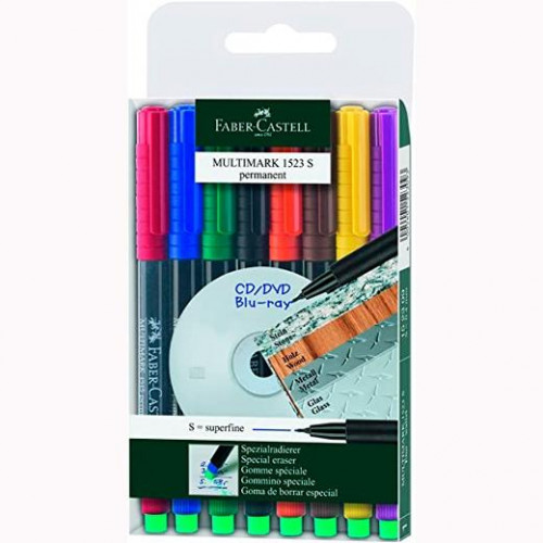 FABER CASTELL ROTULADORES MULTIMARK 1523 PERMANENTE PUNTA S ESTUCHE DE 8 C/SURTIDOS