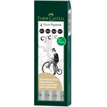 FABER CASTELL ROTULADORES CALIBRADOS ECCO PIGMENT 0,1-0,3-0,5-0,7 MM ESTUCHE DE 4 NEGRO