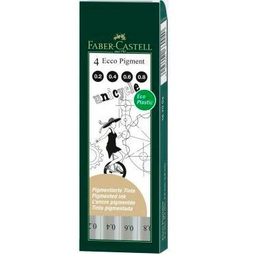 FABER CASTELL ROTULADORES CALIBRADOS ECCO PIGMENT 0,2-0,4-0,6-0,8 MM ESTUCHE DE 4 NEGRO
