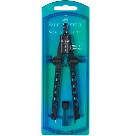 FABER CASTELL COMPÁS DE AJUSTE RÁPIDO FACTORY C/RECAMBIO AZUL PERLA
