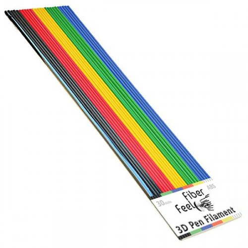 FIBERFEEL FILAMENTO DE PLUMA 3D 254MM, DIÁMETRO 3MM MULTICOLOR -PAQ. 30 HILOS-