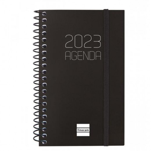 FINOCAM AGENDA ANUAL ESPIRAL OPAQUE E3 SEMANA VISTA HORIZONTAL 79X127MM 2023 NEGRO