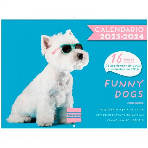 FINOCAM CALENDARIO DE PARED IMÁGENES FUNNY DOGS 16 MESES MV 2023-2024 ESPAÑOL