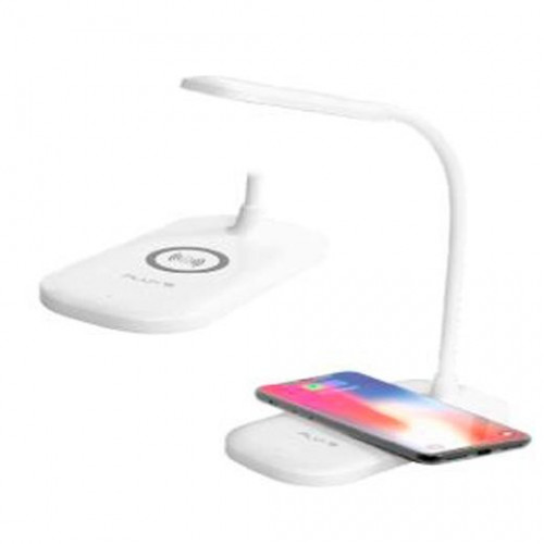 FLUXŽS LAMPARA LED FLEXO ARIES CON CARGA INALAMBRICA PUERTO USB TIPO C CON 3 NIVELES DE BRILLO TEMPORIZADOR BLANCO