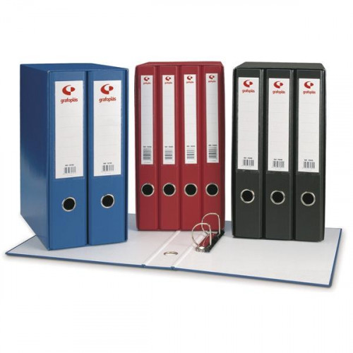 GRAFOPLAS MÓDULO GRAFCOLOR 2 ARCHIVADORES PALANCA 2 ANILLAS MIXTAS 65MM FOLIO CUBIERTA FORRADA PP AZUL