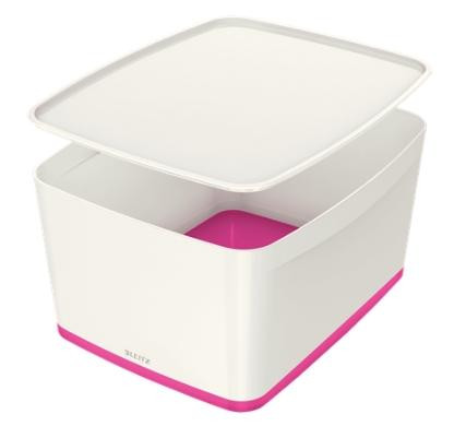 LEITZ CAJA ALMACENAMIENTO MYBOX WOW GRANDE C/TAPA 318X198X385MM FUCSIA/BLANCO