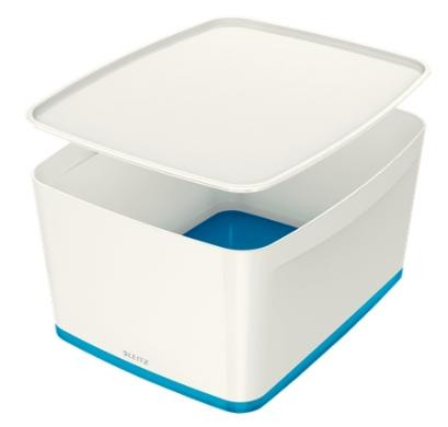 LEITZ CAJA ALMACENAMIENTO MYBOX WOW GRANDE C/TAPA 318X198X385MM AZUL/BLANCO