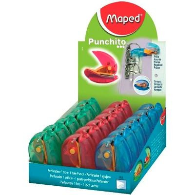 MAPED PERFORADORA PUNCHITO COMPACTA 1 AGUJERO COLORES -EXPOSITOR 18U-