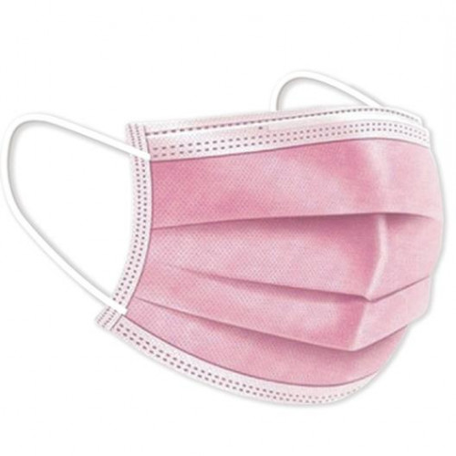 MASCARILLA HIGIENICA 3 CAPAS (TIPO QUIRURGICA) -FABRICACIÓN ESPAÑOLA - IIR DESECHABLE AJUSTE NASAL  ROSA 5 BOLSITAS DE 10 UNIDADES -CAJA 50U-