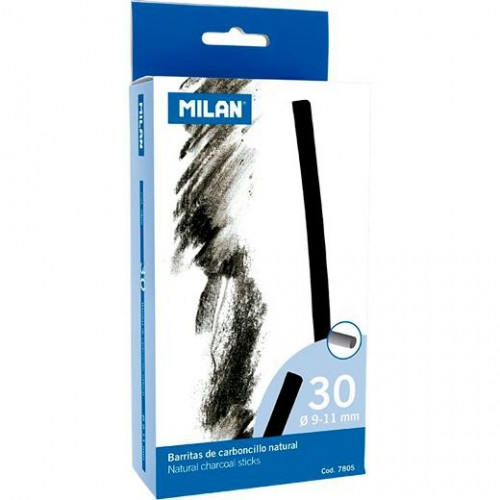 MILAN CARBONCILLO NATURAL CILÍNDRICO Ø9-11MM X 15CM EN CAJA DE 30 BARRITAS