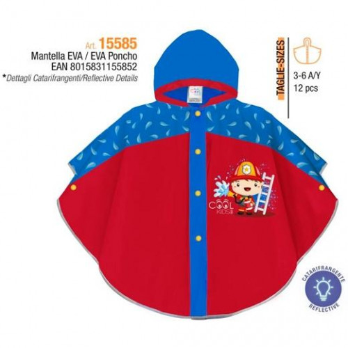 PERLETTI IMPERMEABLE EVA ROJO-AZUL BOMBEROS 3-6 AÑOS