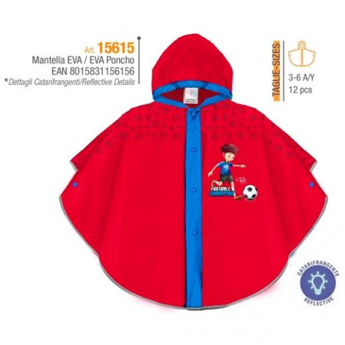 PERLETTI IMPERMEABLE EVA ROJO-AZUL FUTBOL 3-6 AÑOS