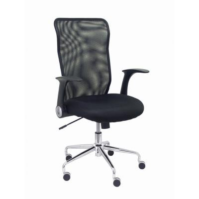 PIQUERAS Y CRESPO SILLA MINAYA GIRATORIA M/BASCULANTE BRAZOS/R RESPALDO MALLA ASIENTO DE TELA 3D NEGRO