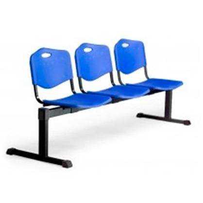 PIQUERAS Y CRESPO BANCADA MOD. POZOHONDO 3 PLAZAS ASIENTO EN PLÁSTICO INYECTADO AZUL