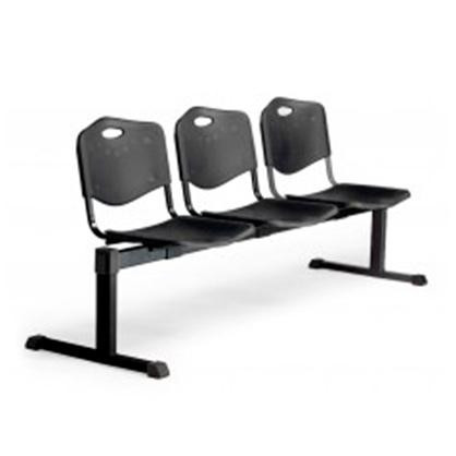 PIQUERAS Y CRESPO BANCADA MOD. POZOHONDO 3 PLAZAS ASIENTO EN PLÁSTICO INYECTADO NEGRO