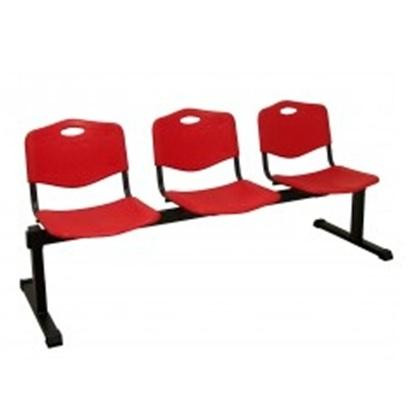 PIQUERAS Y CRESPO BANCADA MOD. POZOHONDO 3 PLAZAS ASIENTO Y RESPALDO PVC ROJO