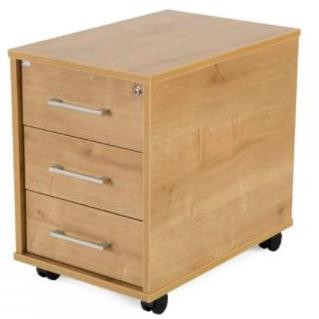 ROCADA CAJONERA MELAMINA 40X60X58CM CON RUEDAS 3 CAJONES ROBLE